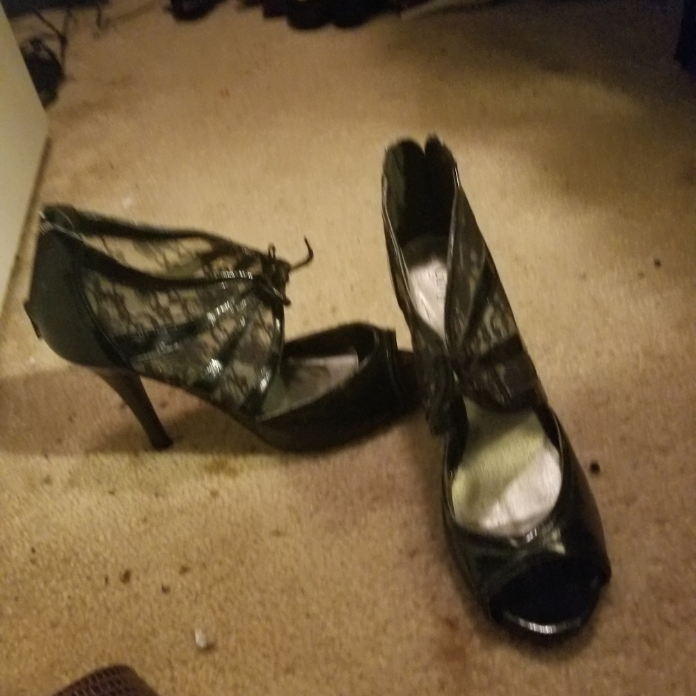 Black lace heels